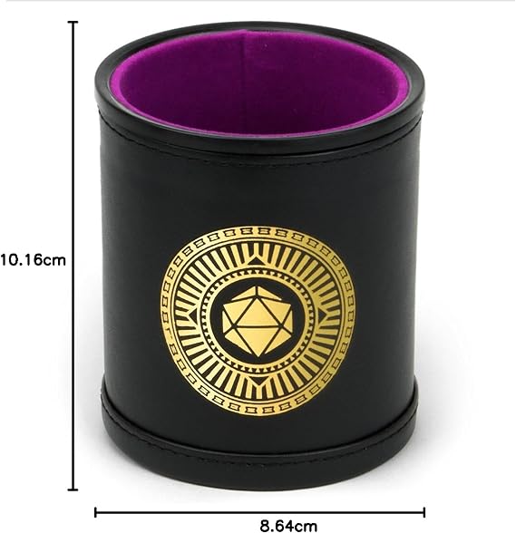 Wiz Dice Cup of Wonder: 5 Sets of 7 Premium Glitter Polyhedral Role Playing Gaming Dice for Tabletop RPGs with Black Bicast Leather Dice Cup by