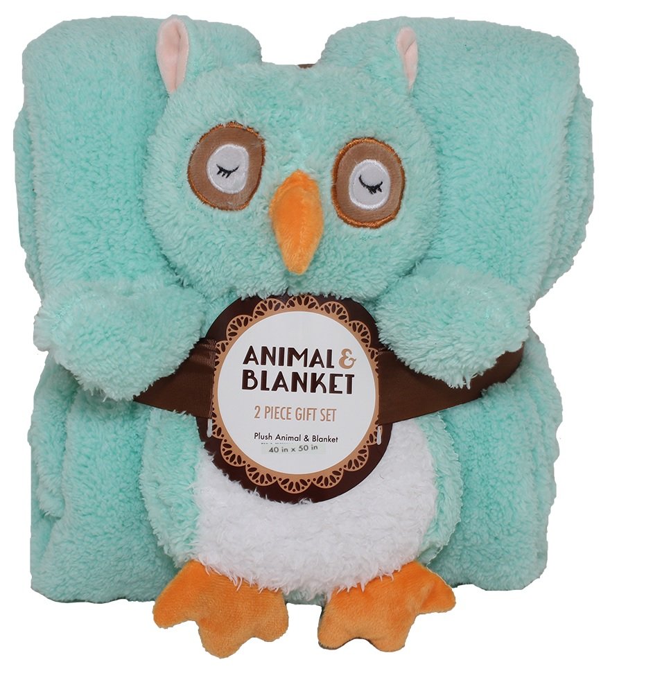 silver one sherpa plush stuffed animal and throw blanket