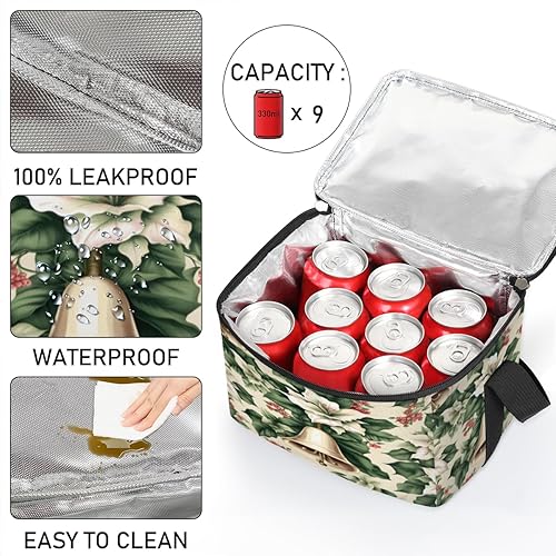Miniatura 5 de Winter Christmas Decor Theme Insulated Lunch Bag Women Reusable Lunch Tote Square Meal Bag for Adults Men Cooler Lunch Box for Work Travel Picnic