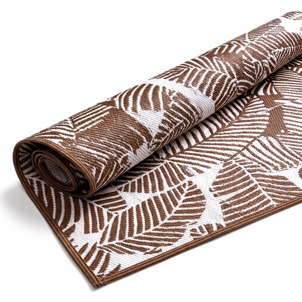 Leaf Design Mat - Blue & White Reversible Mat -8