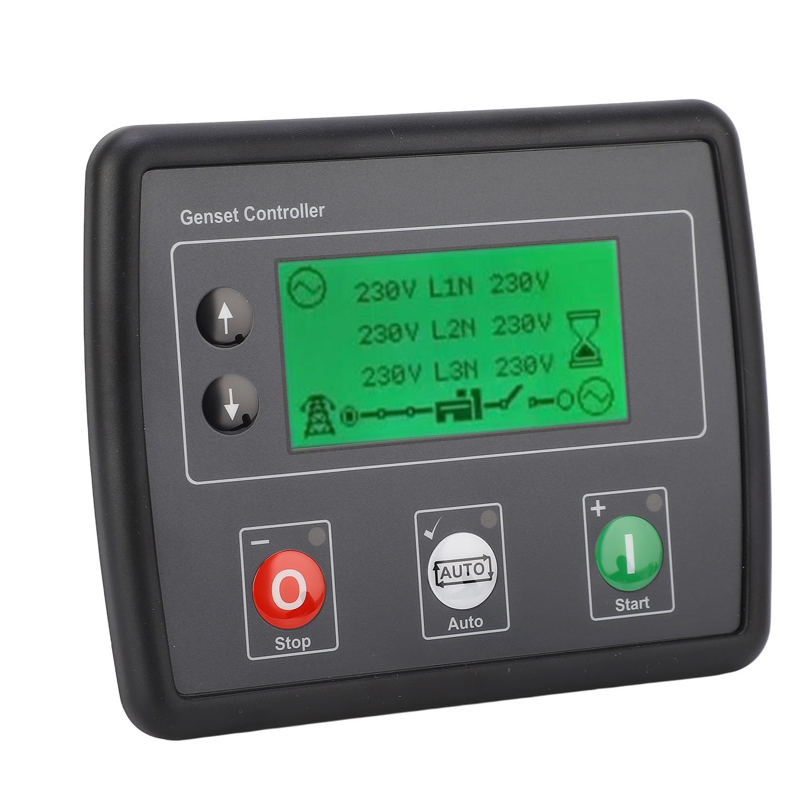Controlador de Generador de Arranque Automático, Controlador de Generador Monitoreo en Tiempo Real Trifásico Fácil de Leer Varias Protecciones 600 VCA Parada Automática para Uso