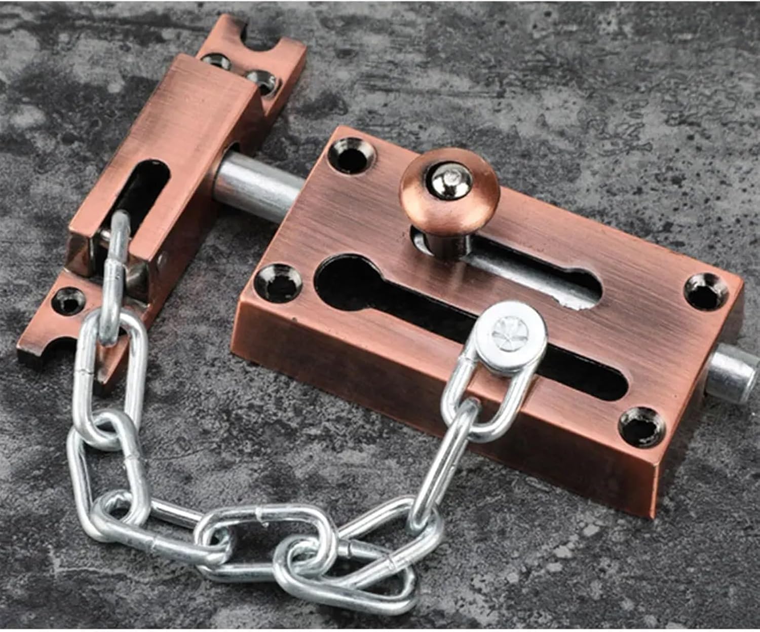 Door chain,door chain lock,chain door protective lock,front door chain,safety door chain alloy hotel home door and window sliding bolt anti-theft chain lock antique latch hardware universal,(Bronze)