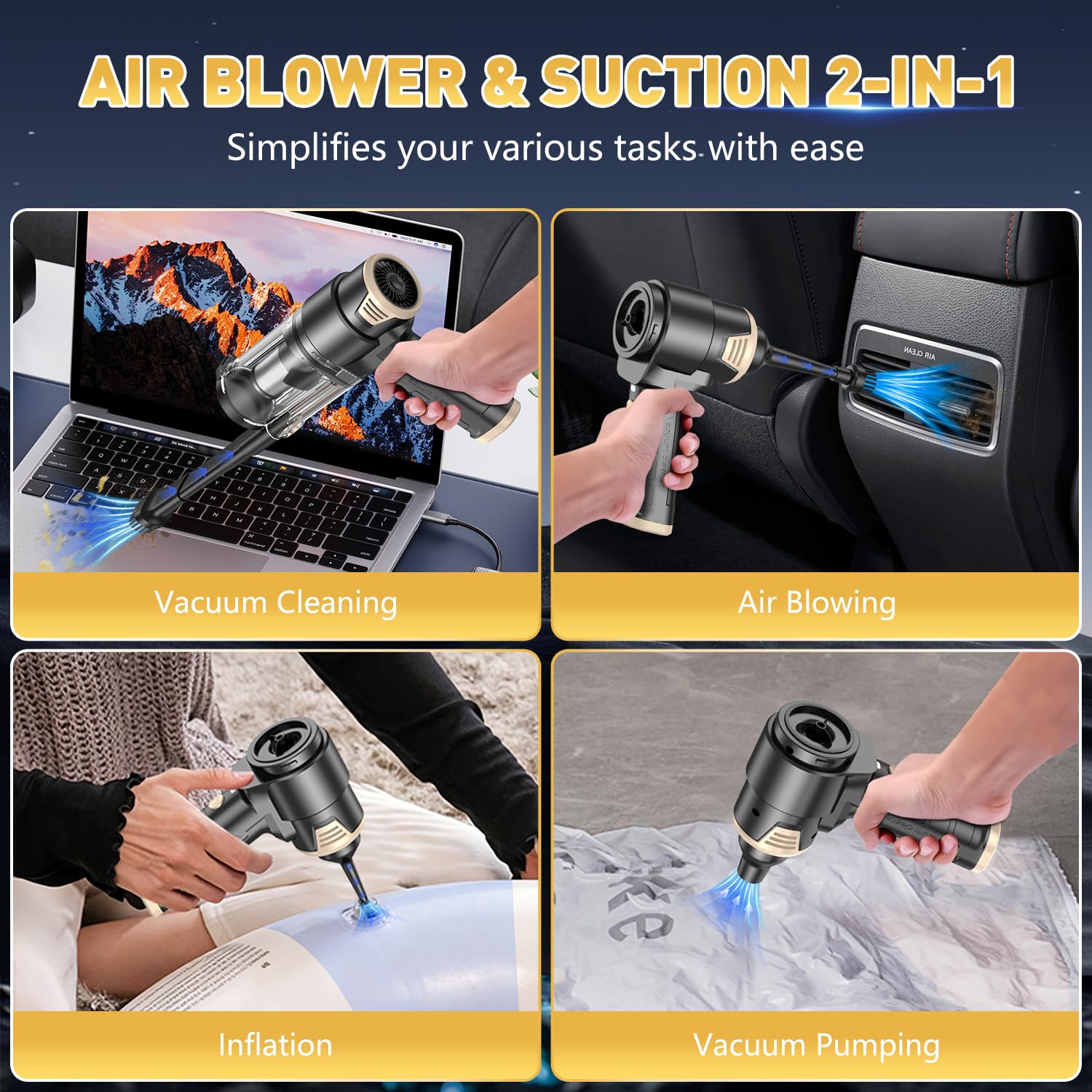 KMM Handheld Car Vacuum Cleaner, 16000PA Hand Held Vacuum & Air Duster view 3