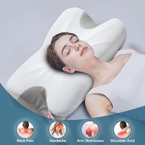 Miniatura 2 de Denkee Almohada cervical cervical, almohada cervical ergonómica para aliviar el dolor de cuello, almohada ortopédica para dormir lateral y espalda,