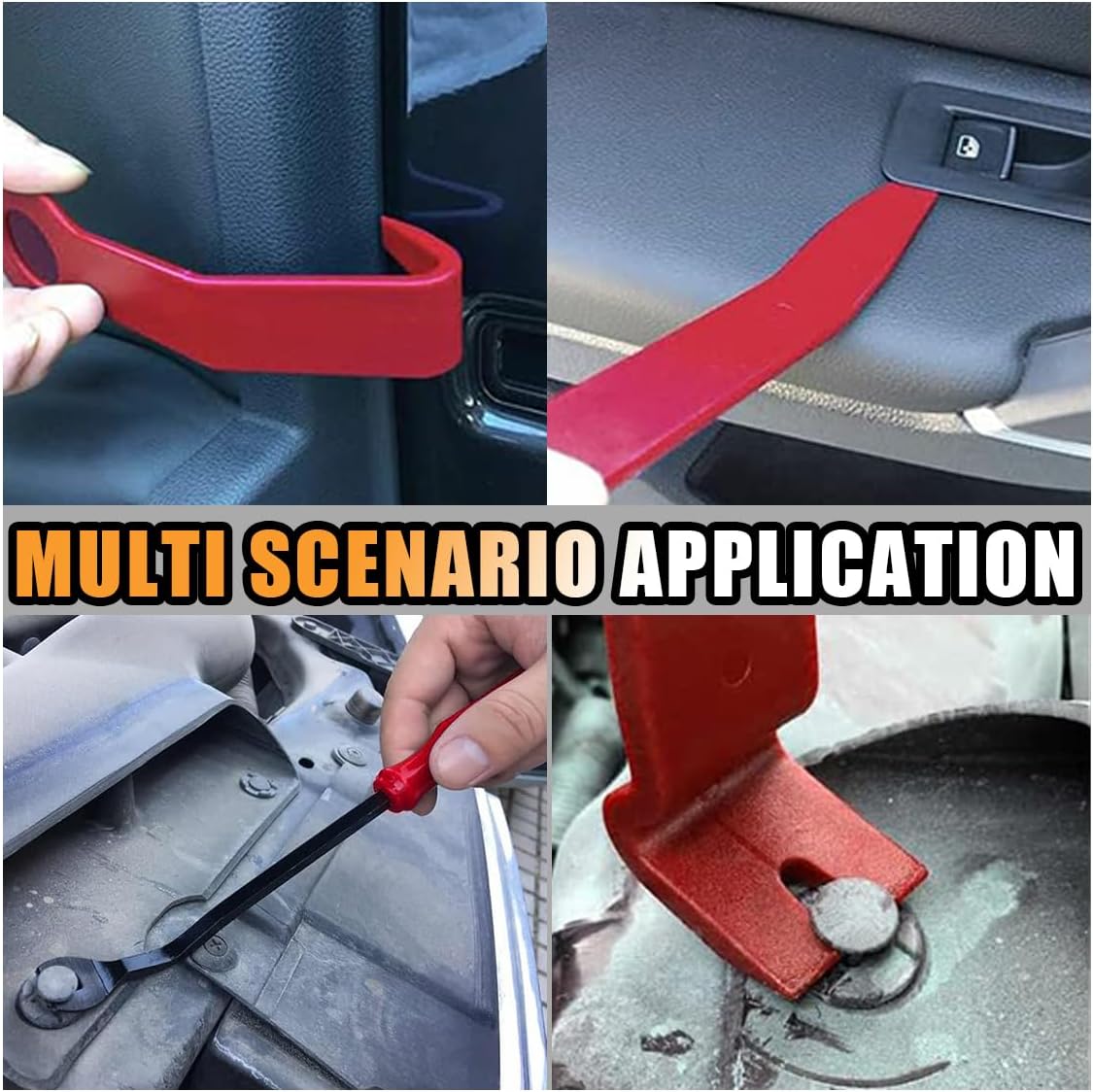 GLSOWEE 19PCS Auto Trim Removal Tool Kit, Car Panel Fastener Clips Removal Audio Trim Removal Pry Tool Set for Dash/Door/Stereo/Radio with Storage Bag