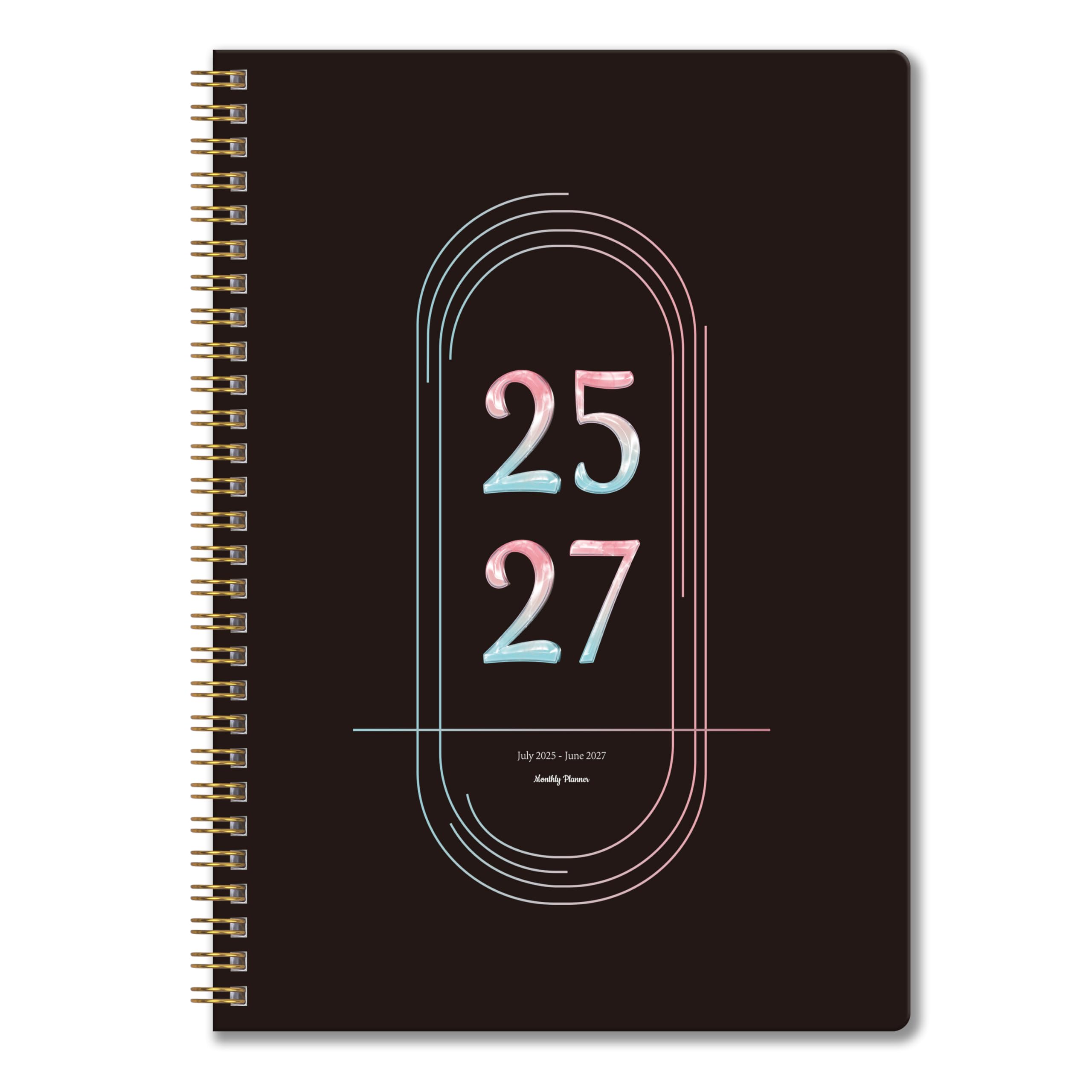 GOLDPEI 2025-2027 Monthly Planner, July 2025-June 2027, B5 (7" x 9"), 2 Year Monthly Planner, 24 month Calendar, Simple Calendar Planner Notebook Soft PVC Cover, Suitable for Schools & Offices, Black