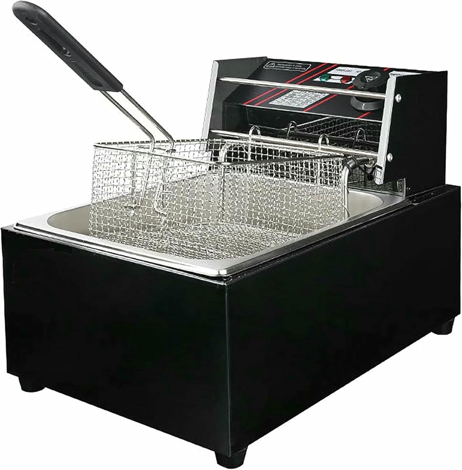 Commercial Fat Fryer Basket Deep Fryer, 10L Electric Deep Fryer, 2500W Countertop Stainless Steel Single Tank French Deep Fat Fryer with Basket, Commercial Fryer for Home~/