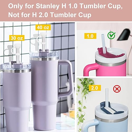 Miniatura 5 de Stanley Cup - Juego de tapones para popote compatible con Stanley Cup de 40 onzas, 30 onzas, Quencher H1.0, 2 tapas de silicona para popotes, 4