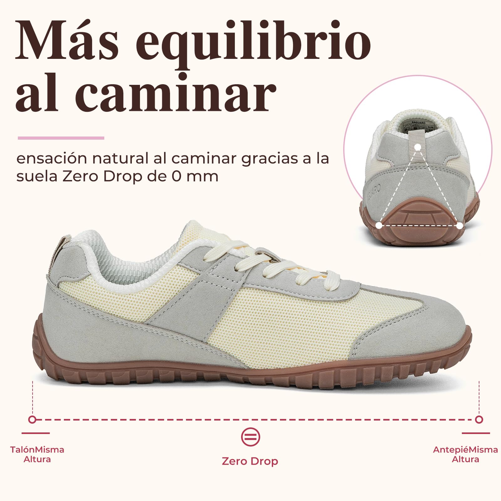 SAGUARO Mujer Zapatillas Barefoot Calzado Minimalista Barefoot Shoes con Puntera Ancha para Uso Diario, Talla 35-43