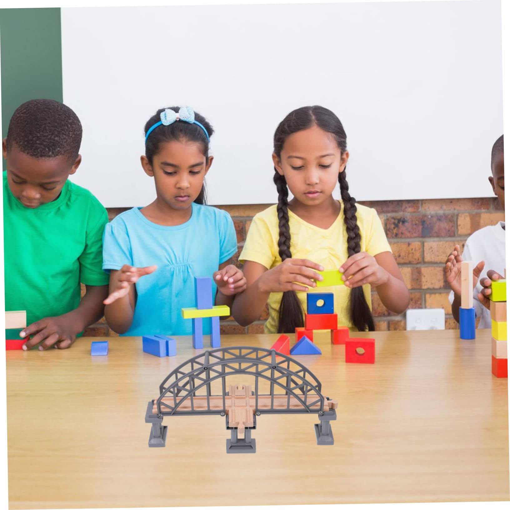 Uonlytech Ponte Binario Trenino per Bambini, Accessorio Ferroviario 1 Pezzo | Abs e Legno, Leggero, Allena Manualità e Pensiero Creativo, per Giochi di Costruzione e Percorso