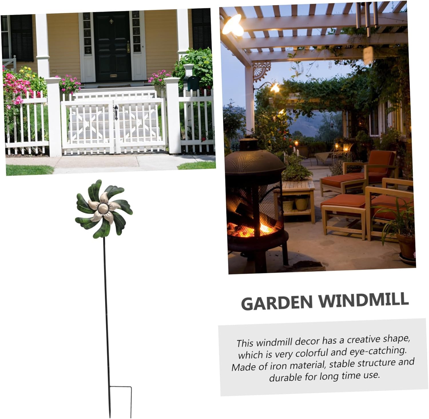 SUPVOX Garden Windmill Toy Decorative Iron Windmill Rotating Spinner for Outdoor Garden Decor