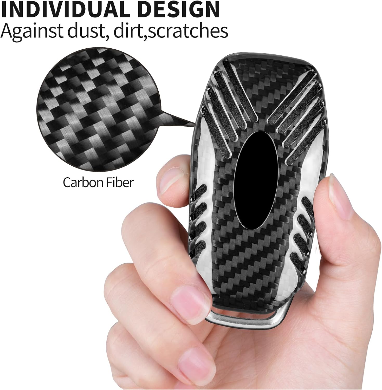 T-carbon Key Fob Cover Fits Ford F150 Mustang Fusion Edge Explorer 2015 2016 2017,Real Carbon Fiber Key Fob Shell Fits Lincoln MKZ MKC MKX 2013-2017 4/5-Buttons Smart Remote Keyless Accessories Black