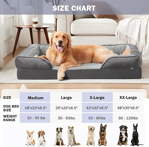 Miniatura 7 de INVENHO Cama ortopédica extragrande para perro, sofá impermeable XXL para perro, sofá de espuma con funda extraíble lavable, forro impermeable y