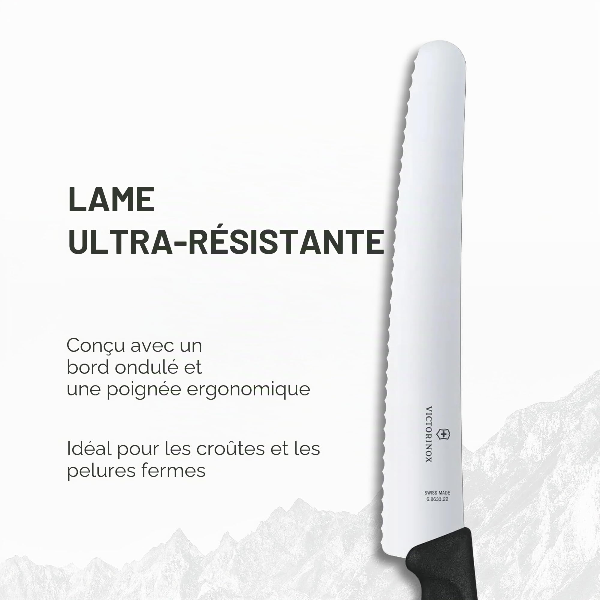 Victorinox Swiss Classic Couteau à Pain avec Tranchant Denté, Inoxydable, Acier Inoxydable, Boîte Cadeau, Noir