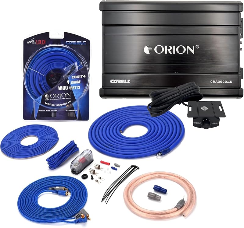 ORION CBA2000.1D Monoblock Class D Amp & COKIT4 4GA Wiring Kit Bundle | 2000W Max Monoblock Amp, Class D, 4GA Wiring Kit, Bass Control, Complete Installation Bundle