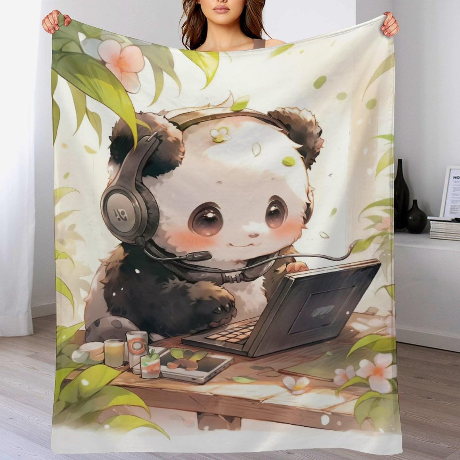 Jeté de canapé Panda en flannel pour des soirées cocooning douces et chaudes