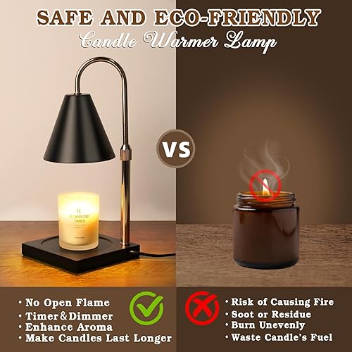 Vista 68 de Lámpara para calentar velas, moderna, luz cálida tipo vela, regulable, temporizador, regalos de cumpleaños y Navidad para hombres y mujeres y Negro