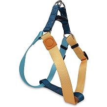 Tri-Color Dog Harness, Adjustable Step-in Design, No Pull, Heavy Duty, Medium Size, Blue Orange