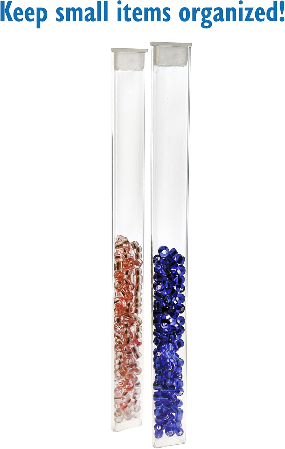 The Beadsmith Clear Plastic Tubes - 6-Inch-Long Triangle Tubes, 9/16 Inches in Diameter - Flat Caps - Use for Beads, Bath Salts, Wedding & Party Favors, Home or Office Storage - Bag of 100