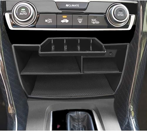 Miniatura 5 de JOJOMARK Organizador de plástico ABS impermeable para Honda Civic Sedan de 10ª generación, caja de consola central de monedas y bandejas con cable