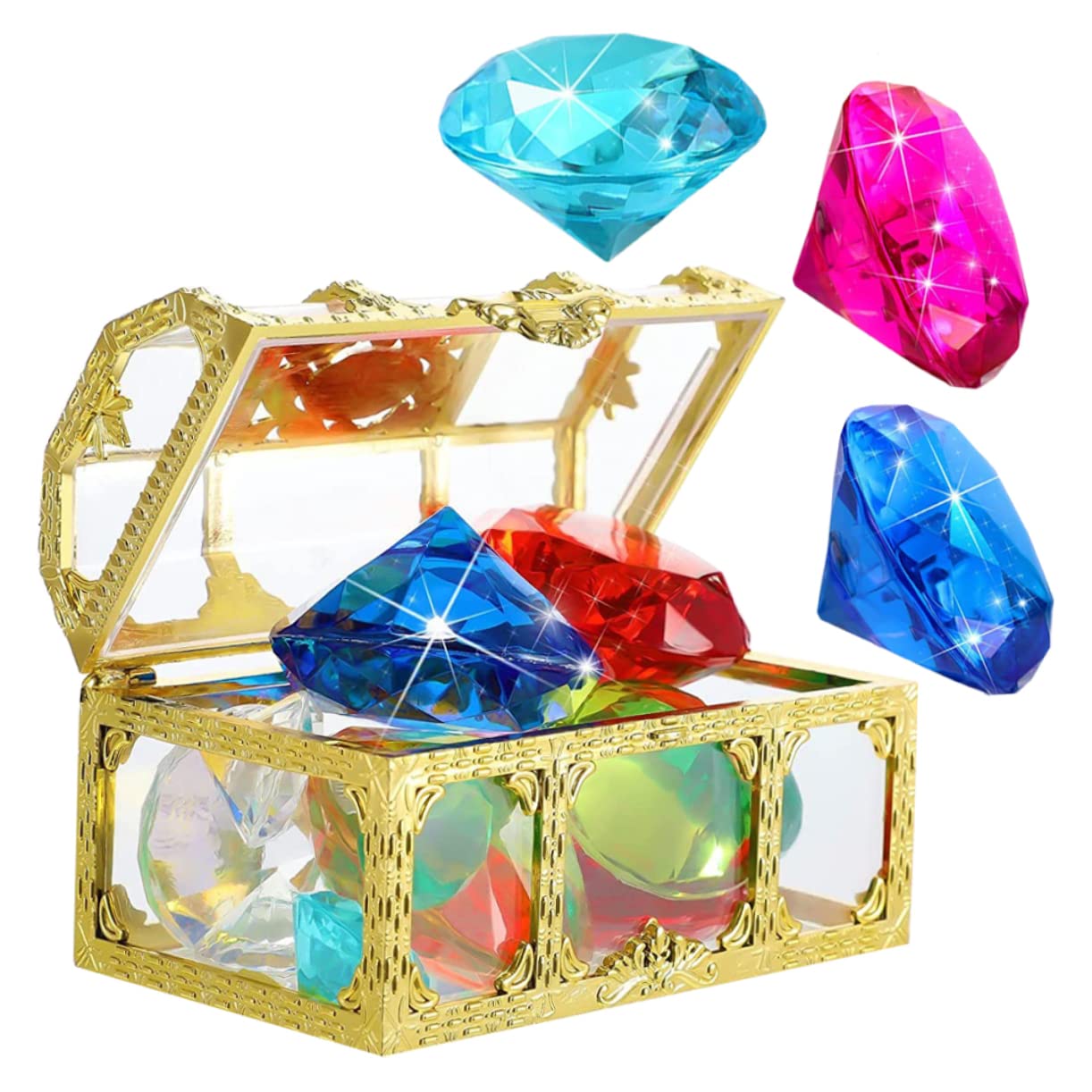 ibasenice 4sets Jouets De Piscine Gem Flotter Plonger Jouets De Plongée Piscine Coffre Trésor De Gemmes De Plongée Flotteurs pour La Piscine Jouer Piscine Gonflable Jeu Métal 20pcs * 4