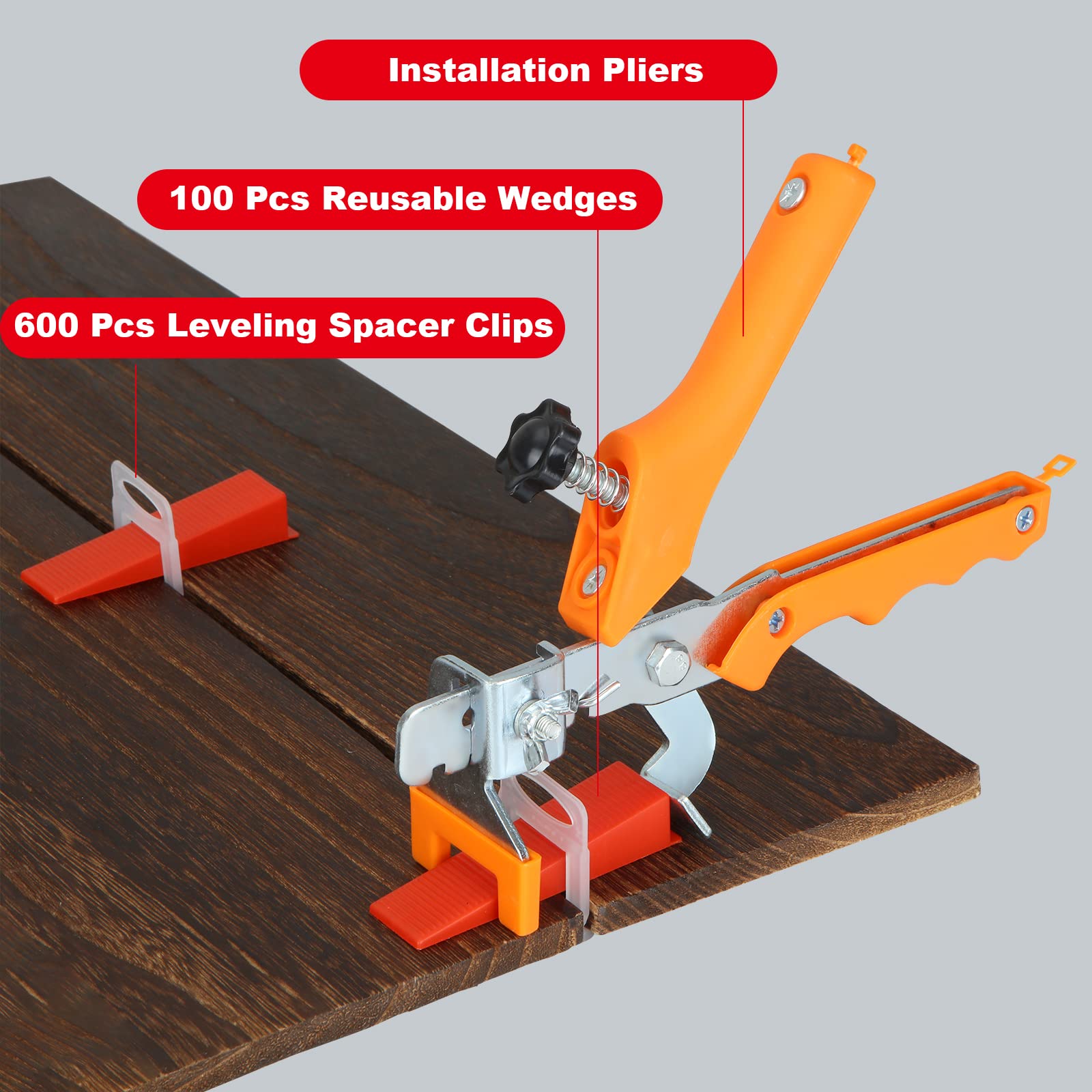 JMIATRY Sistema de nivelación de azulejos, espaciadores niveladores de azulejos, 2 mm, 600 clips espaciadores de nivelación, 100 cuñas reutilizables y 2 alicates de instalación, kits de sistema de