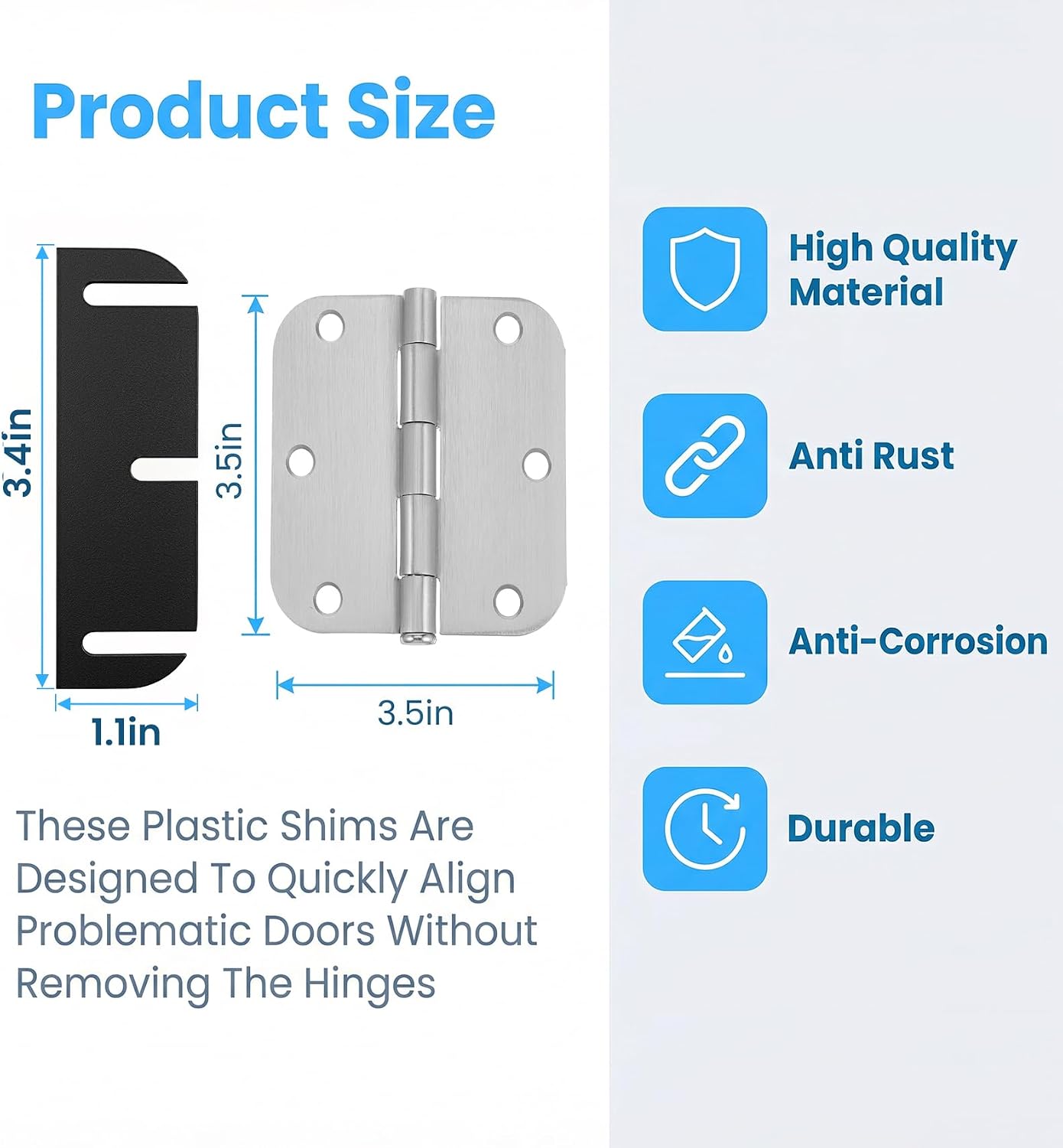14 Pcs Hinge Shims, Door Hinge Shims Wear-Resistant Anti-Wobble