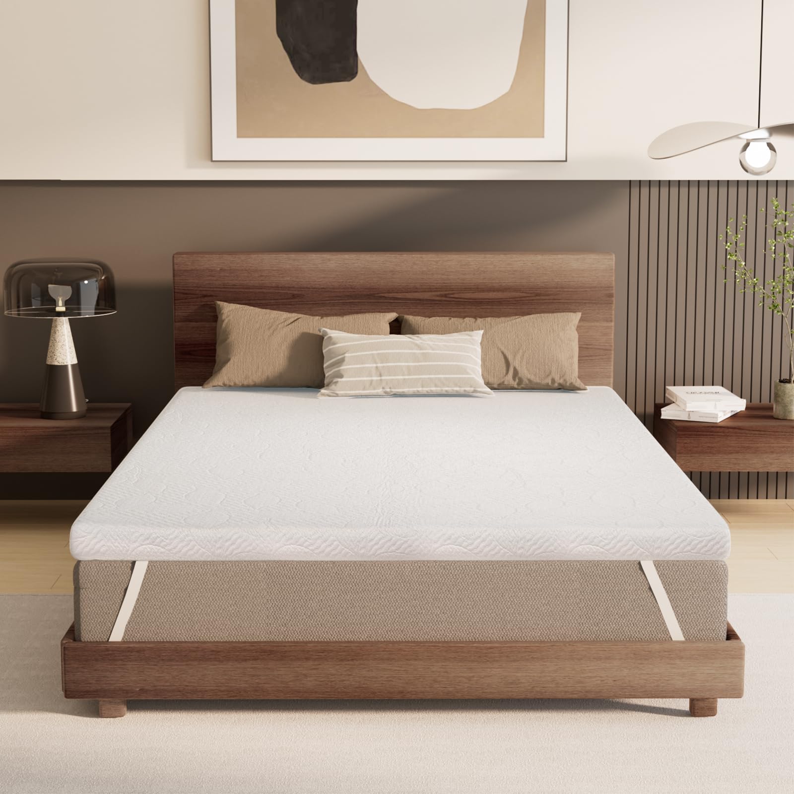 Frideko Cooling Mattress Topper Double Bed, Gel Memory Foam Mattress Topper for Back Pain ...