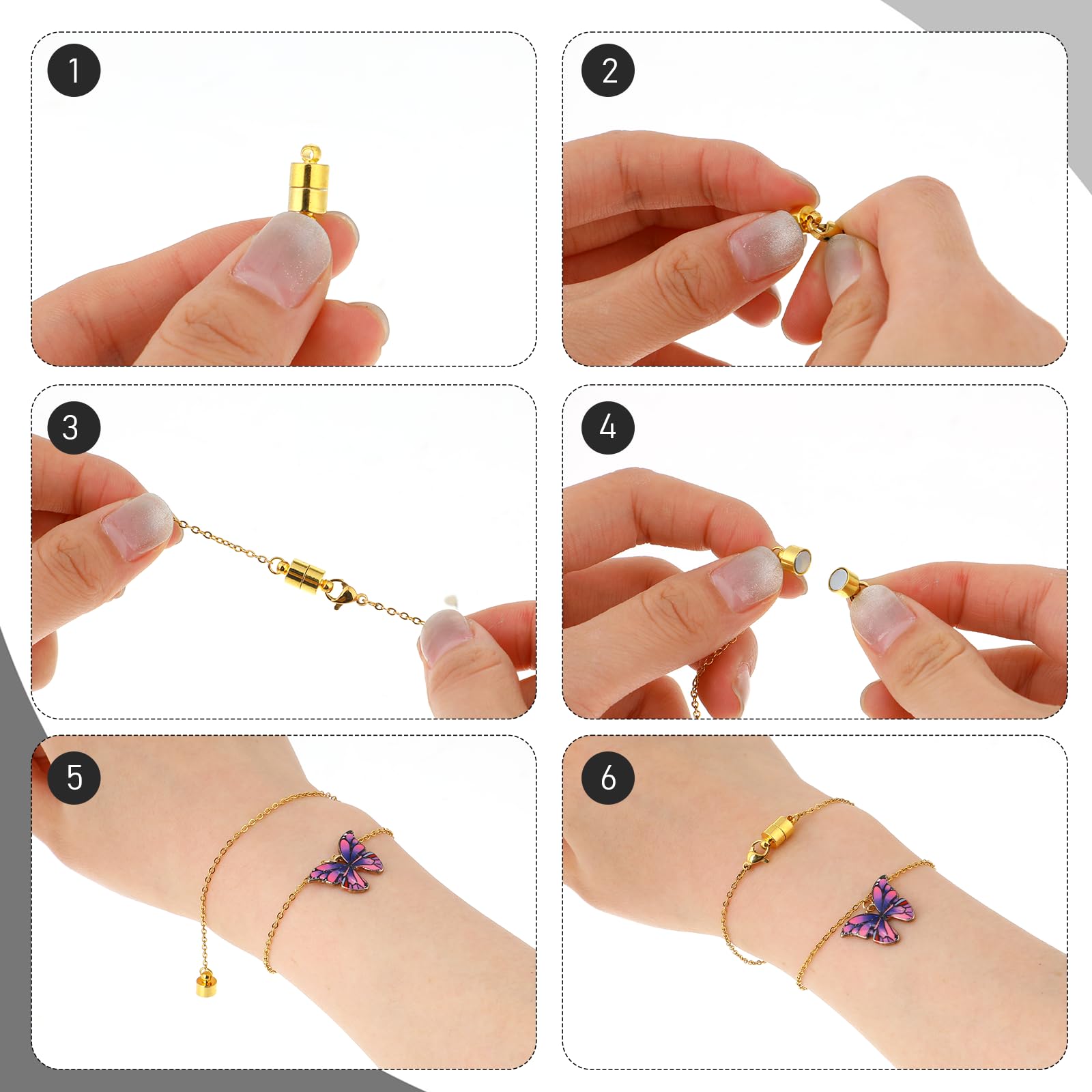 24 Pairs Magnetic Jewelry Clasps - Gold & Silver Bracelet Necklace Safety Closures