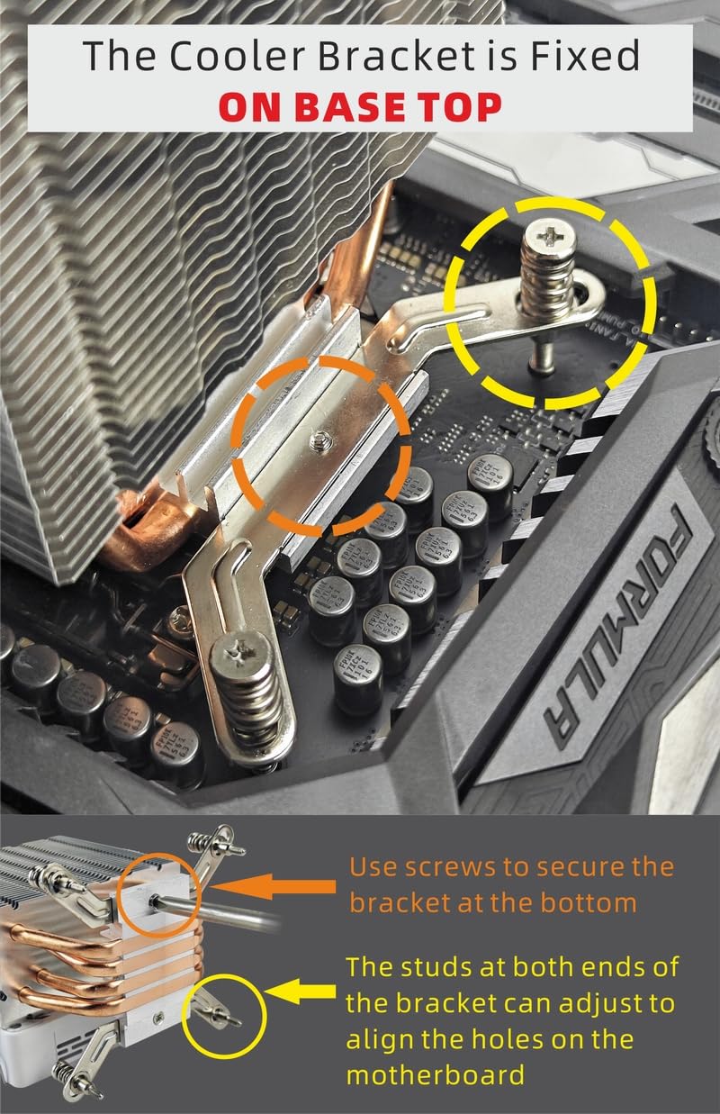 CPU cooler bracket installation on motherboard