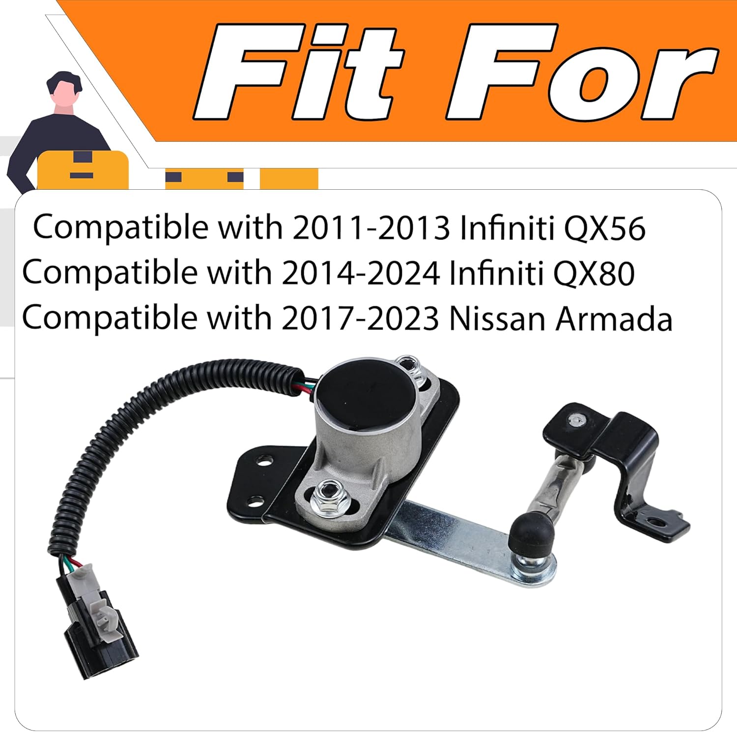 Rear Side Suspension Height Level Sensor 53820-1LA2A Compatible with Infiniti QX56 2011-2013 QX80 2014-2018 Nissan Armada 2017-2018