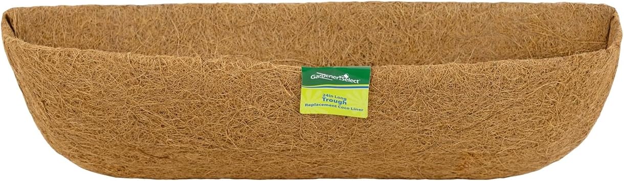 Gardener Select R877 Trough Coco Liner - Preshaped Trough Coconut Fiber, Coir Liner for Trough Planter 24 Inch