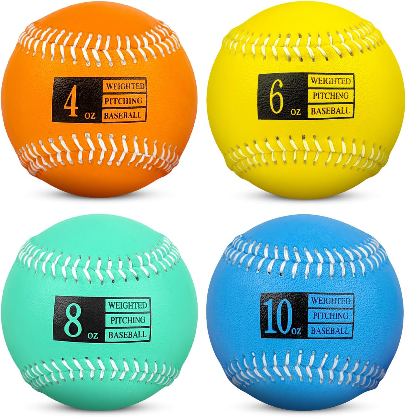 Weighted Baseball, 4-Pack for Strength & Velocity Training, Training Baseballs for All Skill Levels, Weighted Balls for Youth & Adult Baseball or Softball Practice