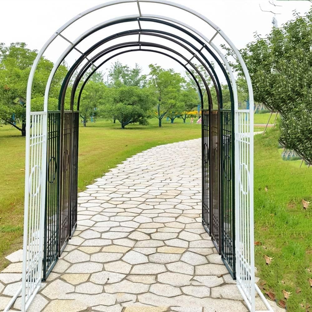 Decorative Garden Arch Rose Arbor Climbing Plant Support Trellis Arbors Metal Pergola Heavy-Duty Archway with Base Robust and (Color : Groen Size W140xh230cm) (groen