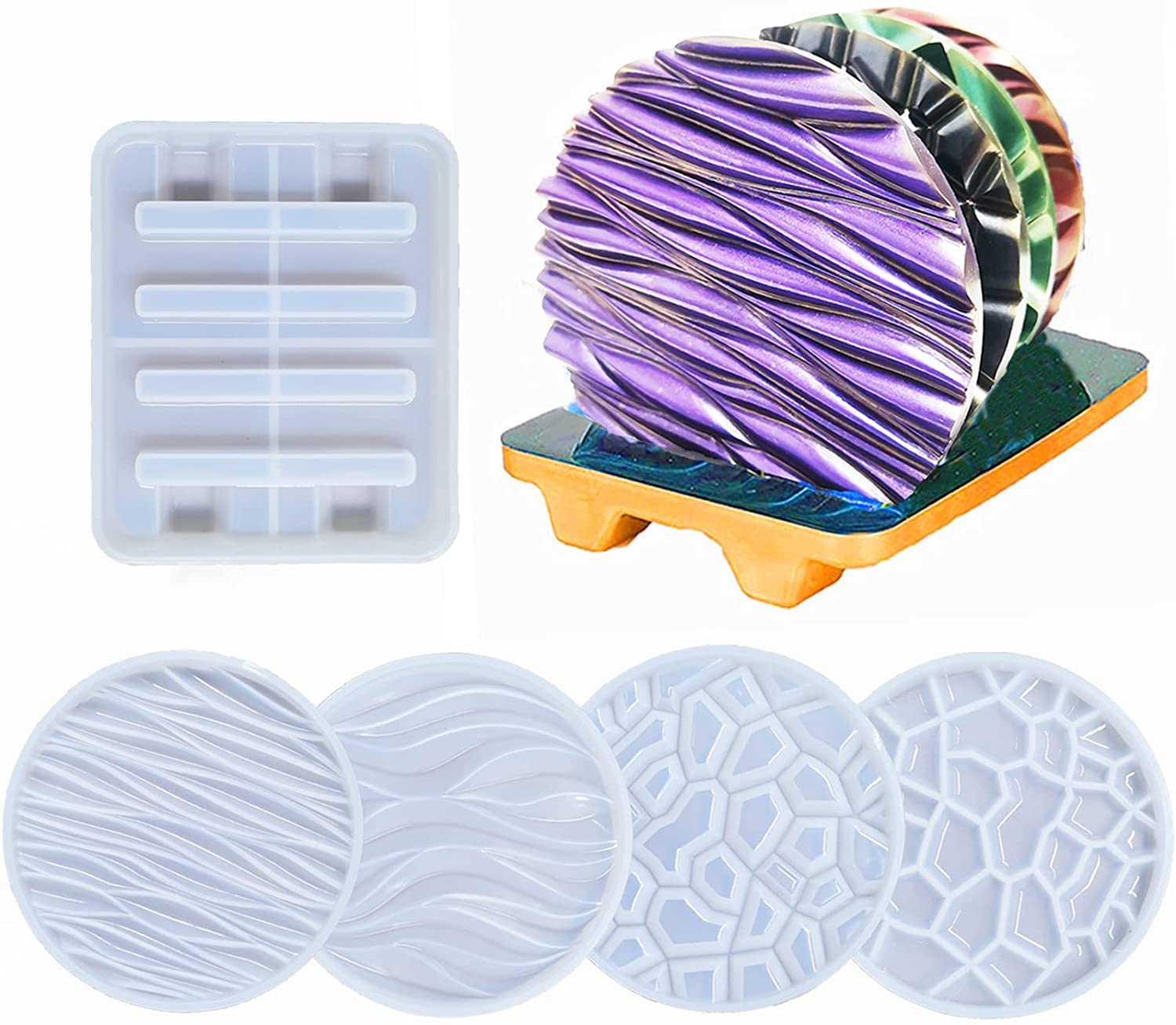 SNOOGG 10 PC Pack of4 Type 3D Modern Design & Two 4 Slot Coaster Stand of Silicone Epoxy Resin Casting Coaster Molds/Moulds for DIY, Resin Art and More. 10 pc = 2 Set (B09WLTXQ8B) Amazon Price History, Amazon Price Tracker