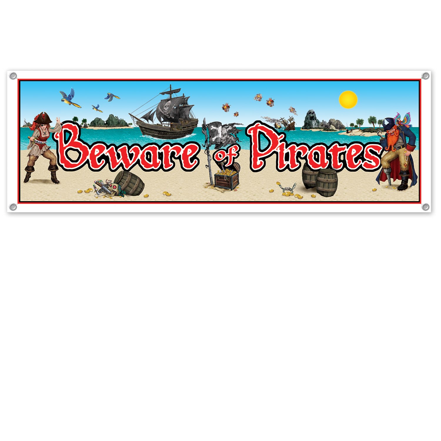 Beistle Multicolor Beware Of Pirates Sign Banner