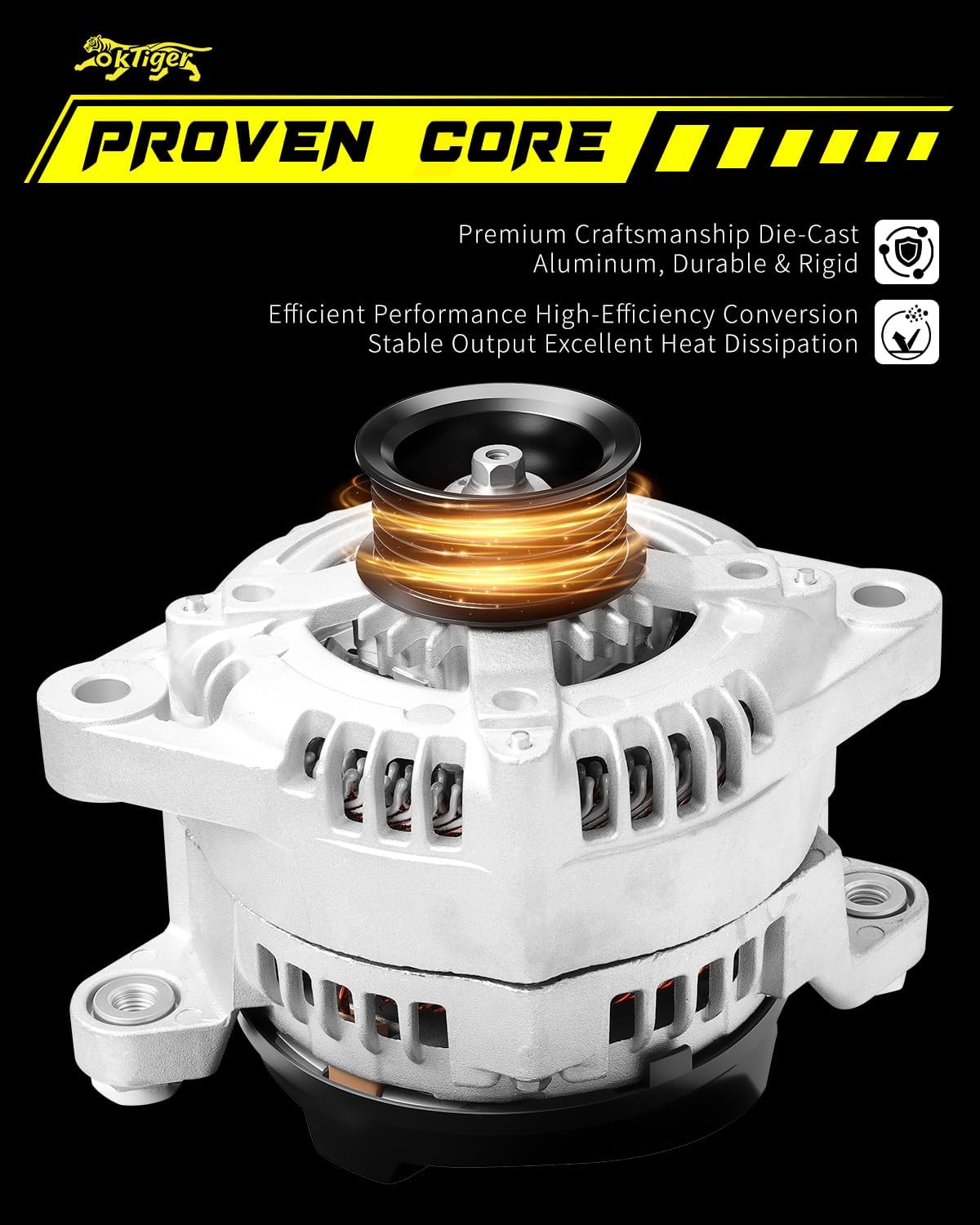 Oktiger Upgraded Alternator for Hyundai Sonata 2015-2019 2.0L 2.4L, Santa Fe 2019-2020, Santa Fe Sport 2017-2018, for KIA Optima Sorento Sportage, L4 12V 150A Clockwise 6-Groove Pulley, OE 37300-2G061