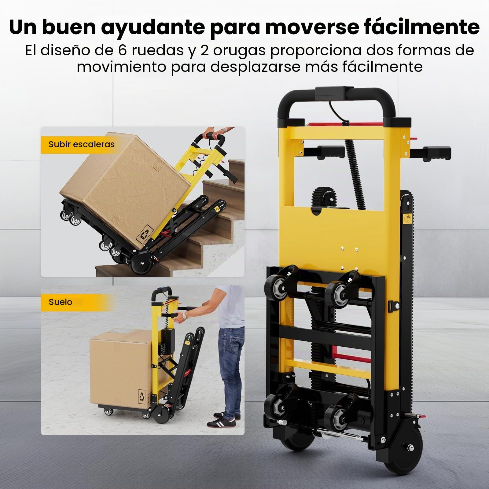 Sube escaleras Eléctrico sobre orugas, Carretilla Elevadora Eléctrica portátil y Ligera para Mudanzas, Logística de almacén, Carga de Venta de 200 kg