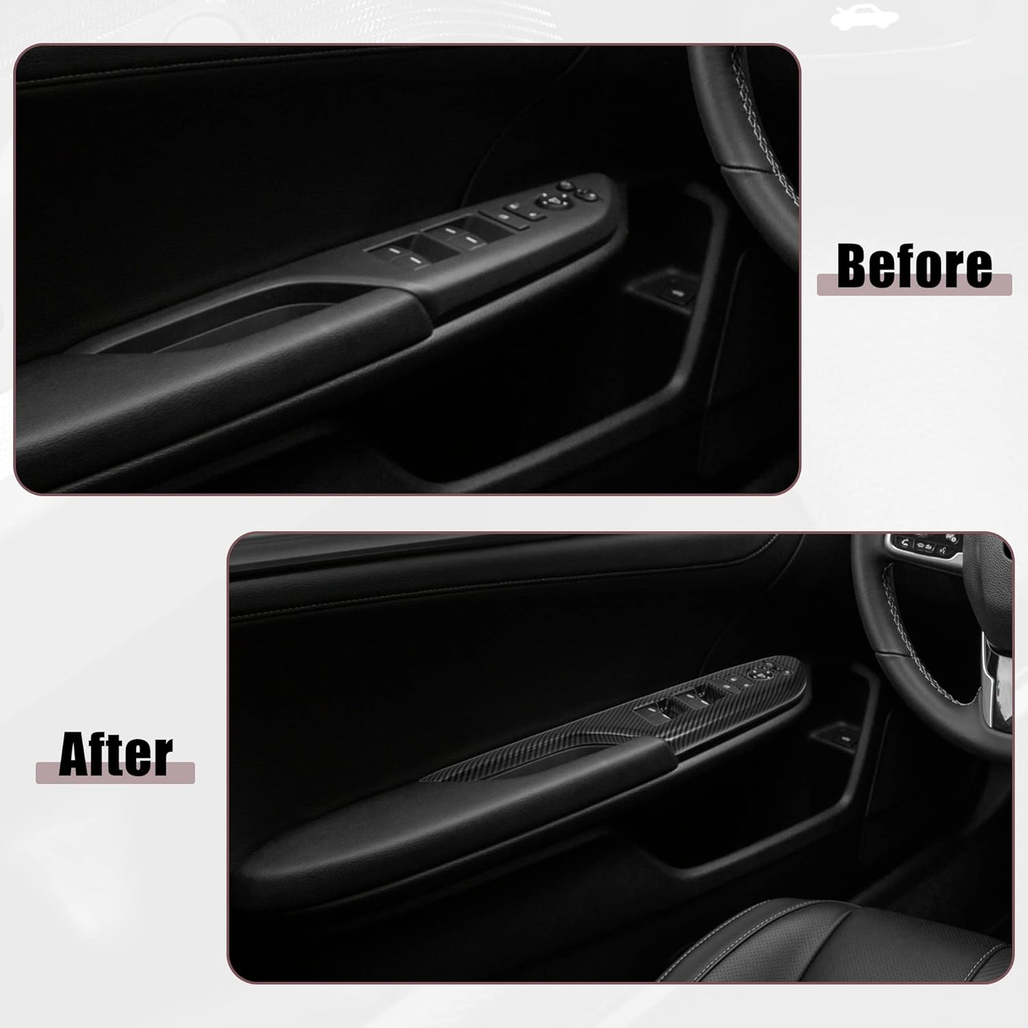 X AUTOHAUX Power Window Switch Control Panel Cover Sticker Trim for Honda Civic 2016-2021 ABS Carbon Fiber Pattern Black 4 Pcs
