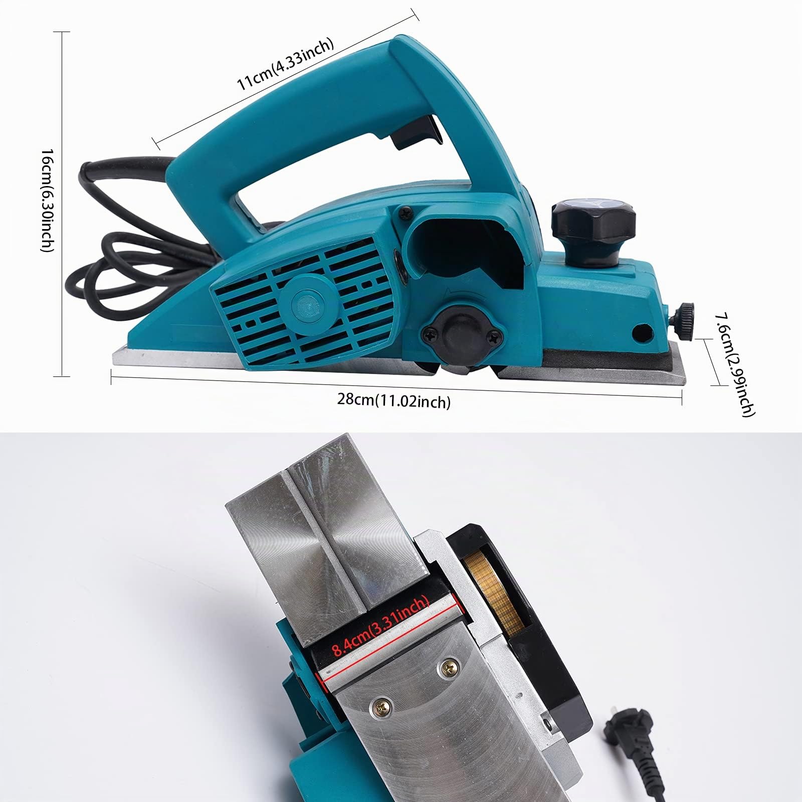 Rabot professionnel électrique | 800 W | Largeur de rabotage 82 mm | Profondeur max 2 mm | Plateau fraisé à plat | Puissant pour bois | Panneaux