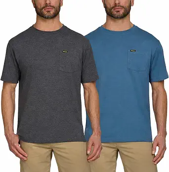  Heavyweight T Shirts for Men, 2 Pack Cotton Chest Pocket Work Shirt
