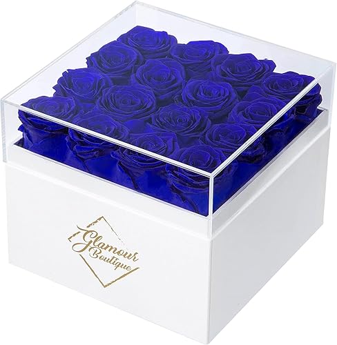 Rosas preservadas en una caja, regalos del día de San Valentín para ella y mamá, decoración de 16 piezas de rosas para regalo de cumpleaños, caja