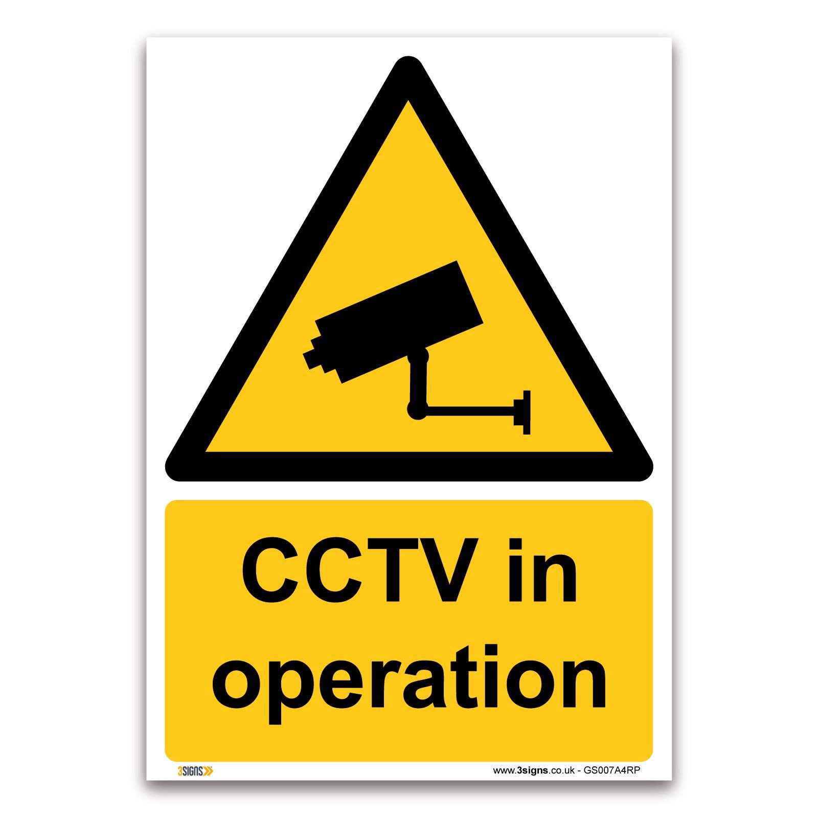 3 Signs Cctv In Operation Sign - 1Mm Rigid Plastic Sign - Warning Construction Cctv Camera Security (A4-297 X 210Mm)