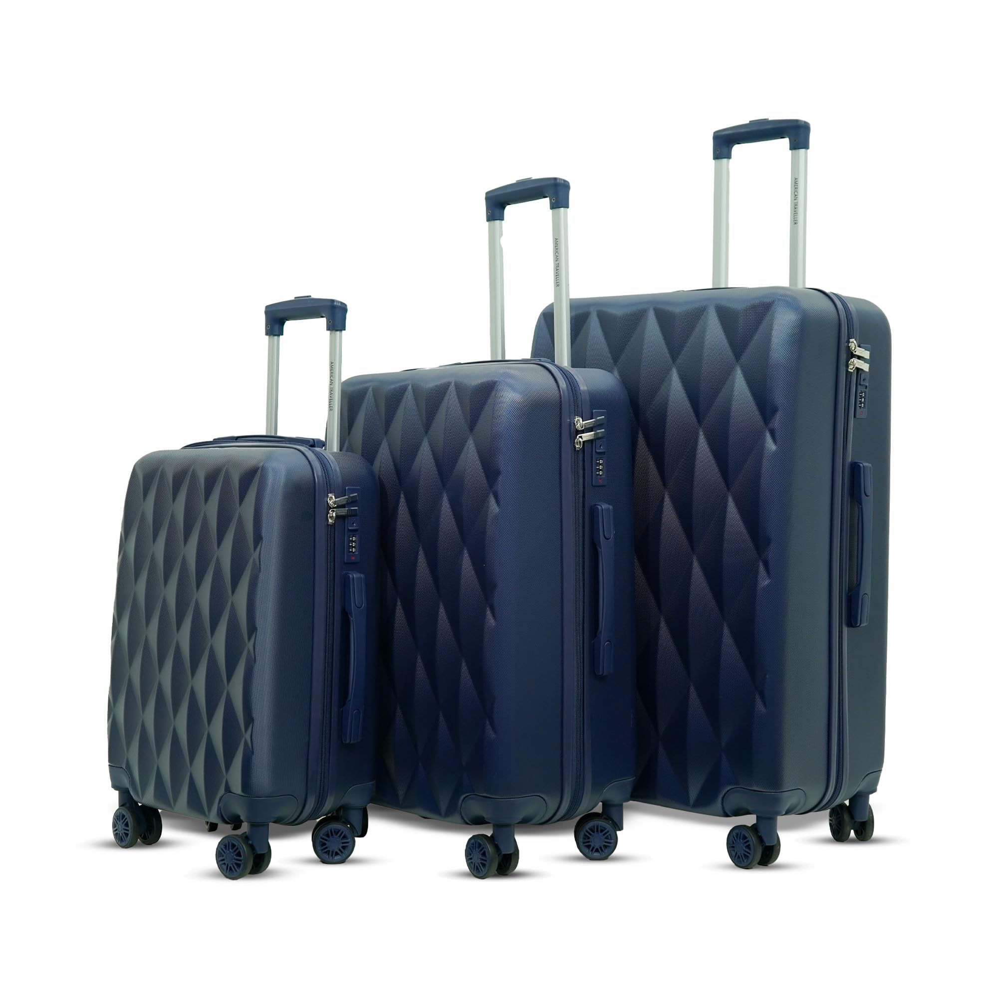 TourisDiamon ABS Hard Shell Trolley Bag Set of 3 Pcs |Durable Suitcase Luggage with Easy Repair Option |8 Dual Swiveling Wheels & Telescopic Handle for Traveling(3, Navy Blue)-image-23