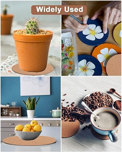 Miniatura 6 de Posavasos y platillos de corcho de 6 pulgadas, tapetes redondos absorbentes para macetas de interior, macetas, plantas de interior, protector de