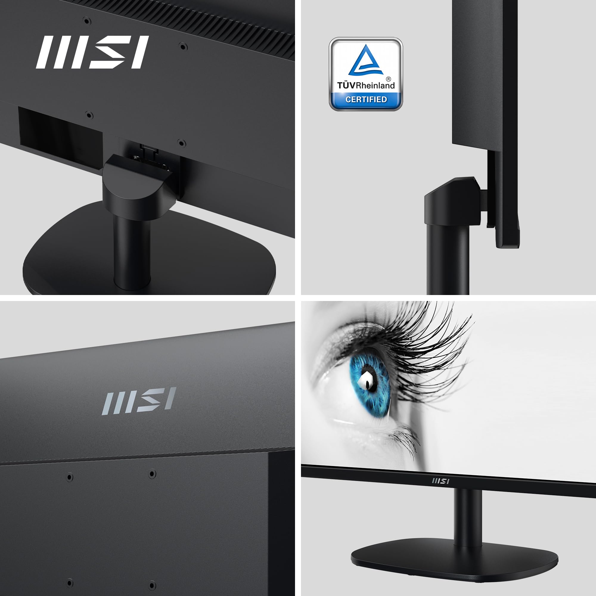 msi PRO MP245V Monitor da 23,8" Full HD - Pannello VA (1920 x 1080), 100 Hz (con cavo HDMI), Schermo Eye-Friendly, Montabile VESA, Supporto Display Kit, Regolabile in inclinazione - HDMI 1.4, D-Sub