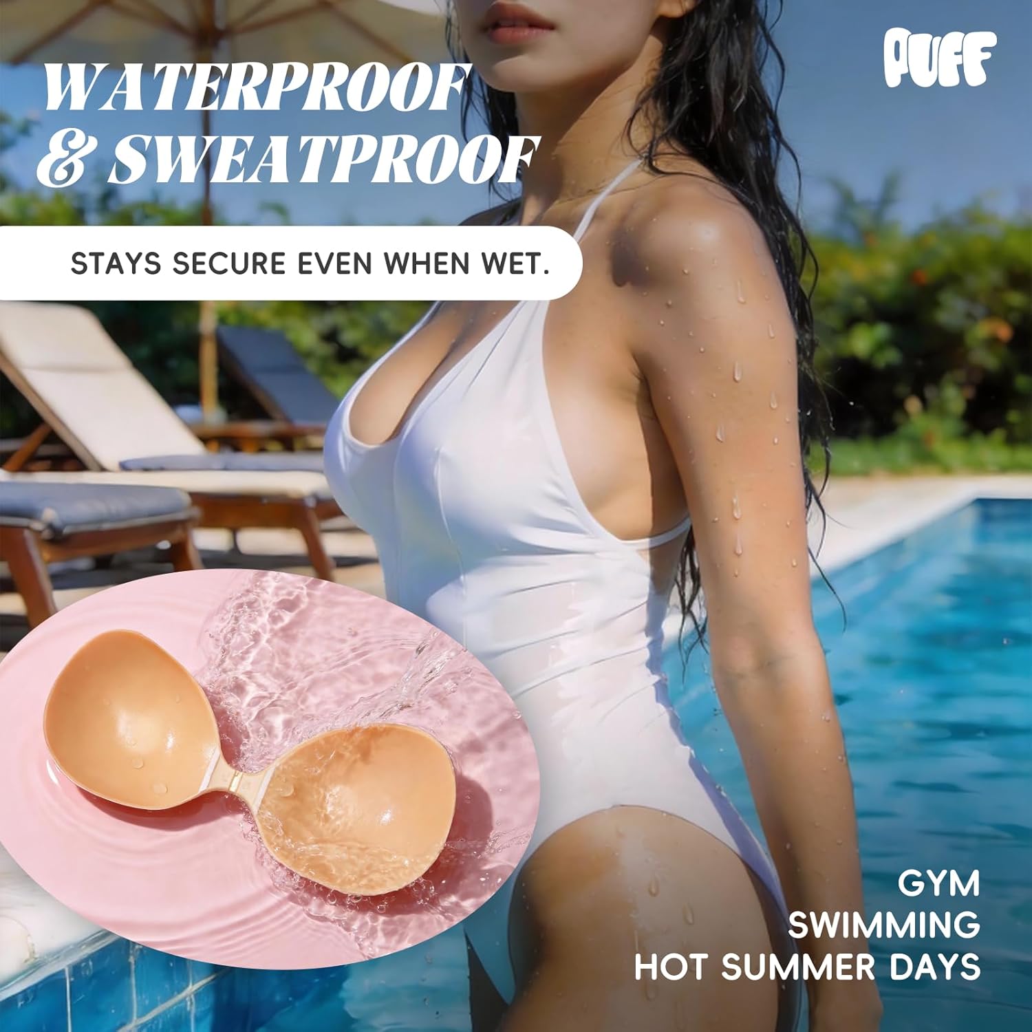 Puff Sticky Bra Push Up Strapless Backless Adhesive Bra for Women,Invisible Silicone Lift Nipple Covers - Image 3