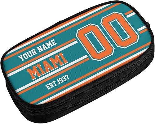 Miniatura 2 de RIAWARME Estuche personalizado Miami con número de nombre, caja de lápices personalizada estilo fútbol, estuche personalizado para bolígrafos regalo