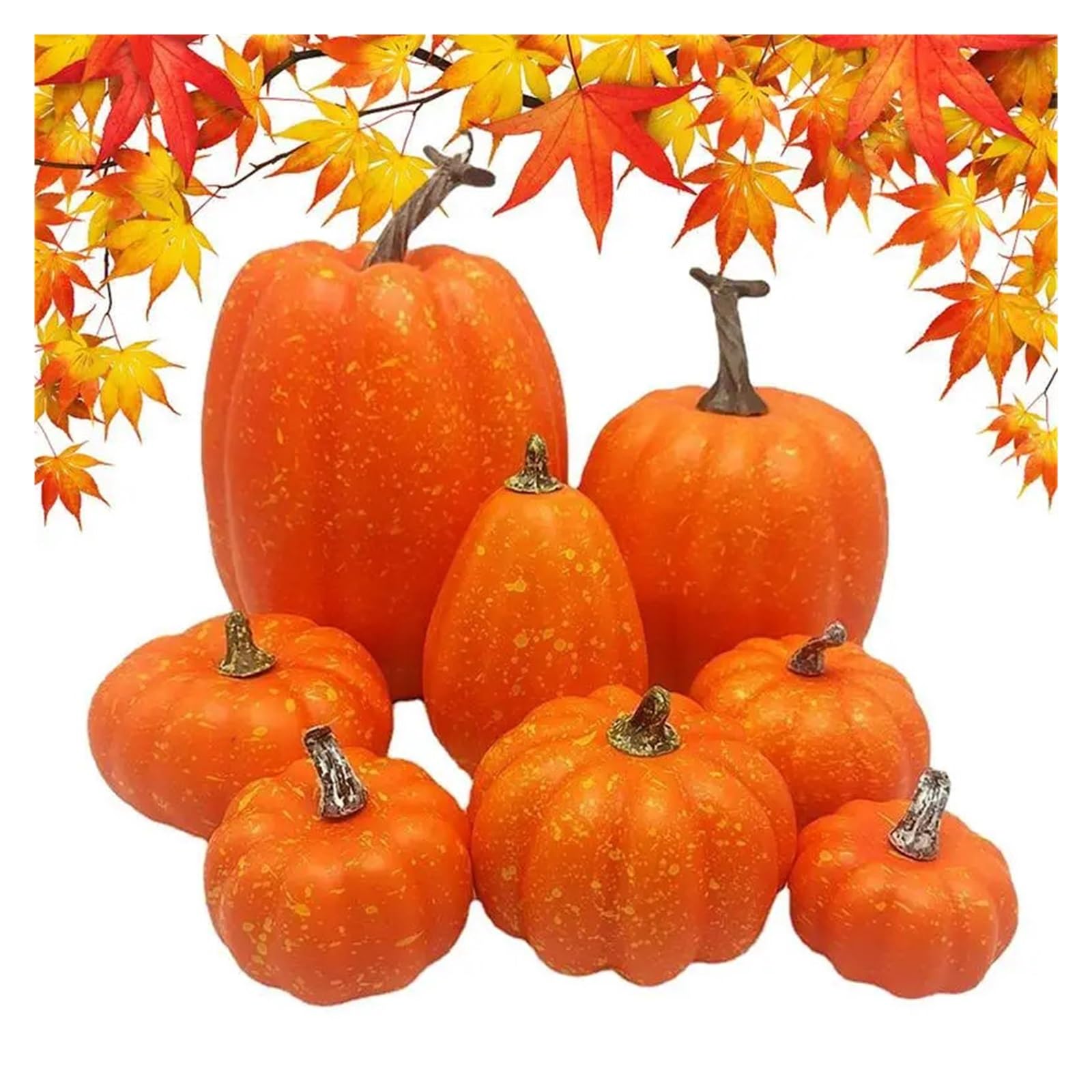 Wshao store Sztuczna Dynia Halloween Ozdoba Dekoracyjna Miękka Nadziewana Dynia 8 Szt. Fałszywa Pianka Dynia Kreatywna Ozdoba Na Biurko Impreza