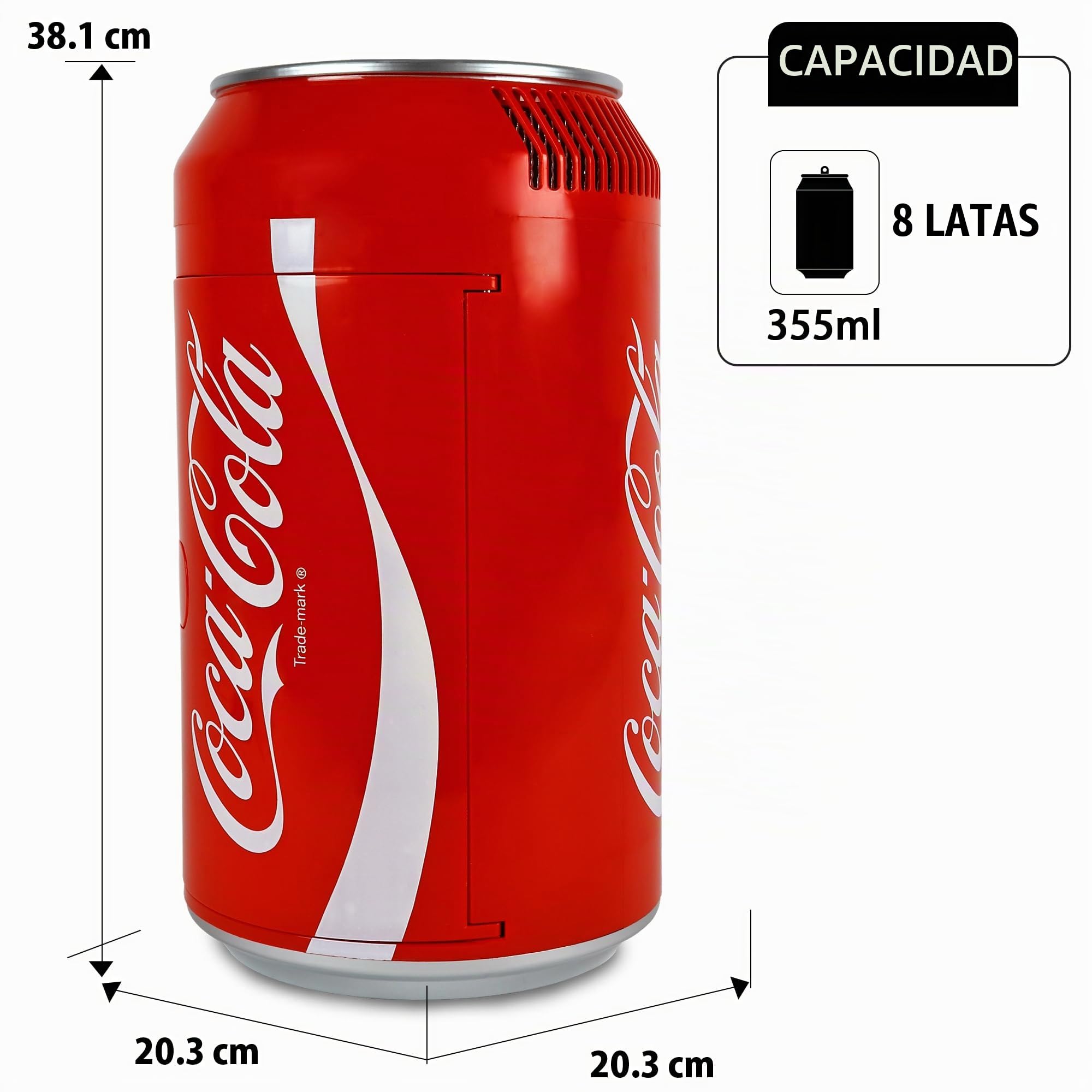 Coca Cola Coke Mini Refrigerador de Dormitorio 5,4L 8 Latas Nevera Portátil Refrigeradores para Bebidas Alimentos Cosméticos Belleza Oficina Dormitorio Coche Voyager RV's Camping, Rojo